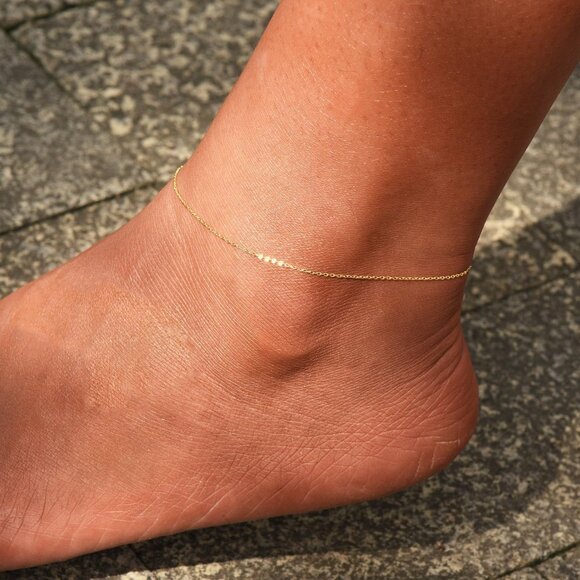 MOLEVY Ankle Bracelets for Women 14K Gold Plated Anklet Silver Anklets Waterproo - Picture 5 of 8